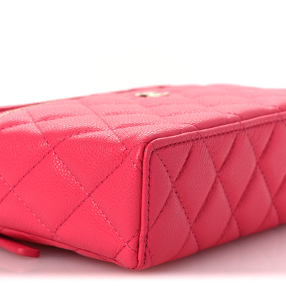 Chanel Caviar Quilted Top Handle Slim Vanity With Chain Fuchsia 9 of 10