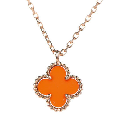 Van Cleef & Arpels 18K Rose Gold Carnelian Sweet Alhambra Pendant Necklace 3 of 7