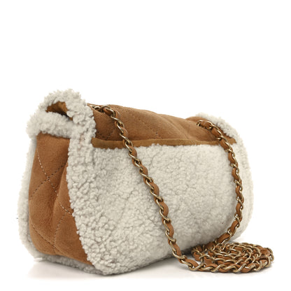 Chanel Shearling Lambskin Quilted Medium Coco Neige Single Flap Beige 3 of 9