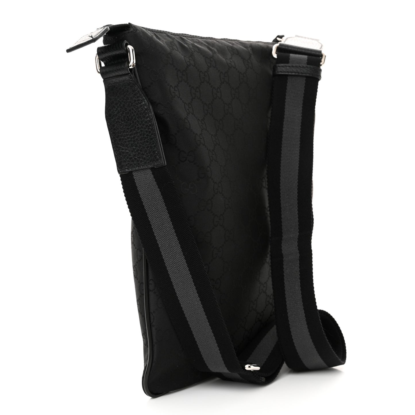 Nylon Monogram Medium Flat Messenger Bag Black