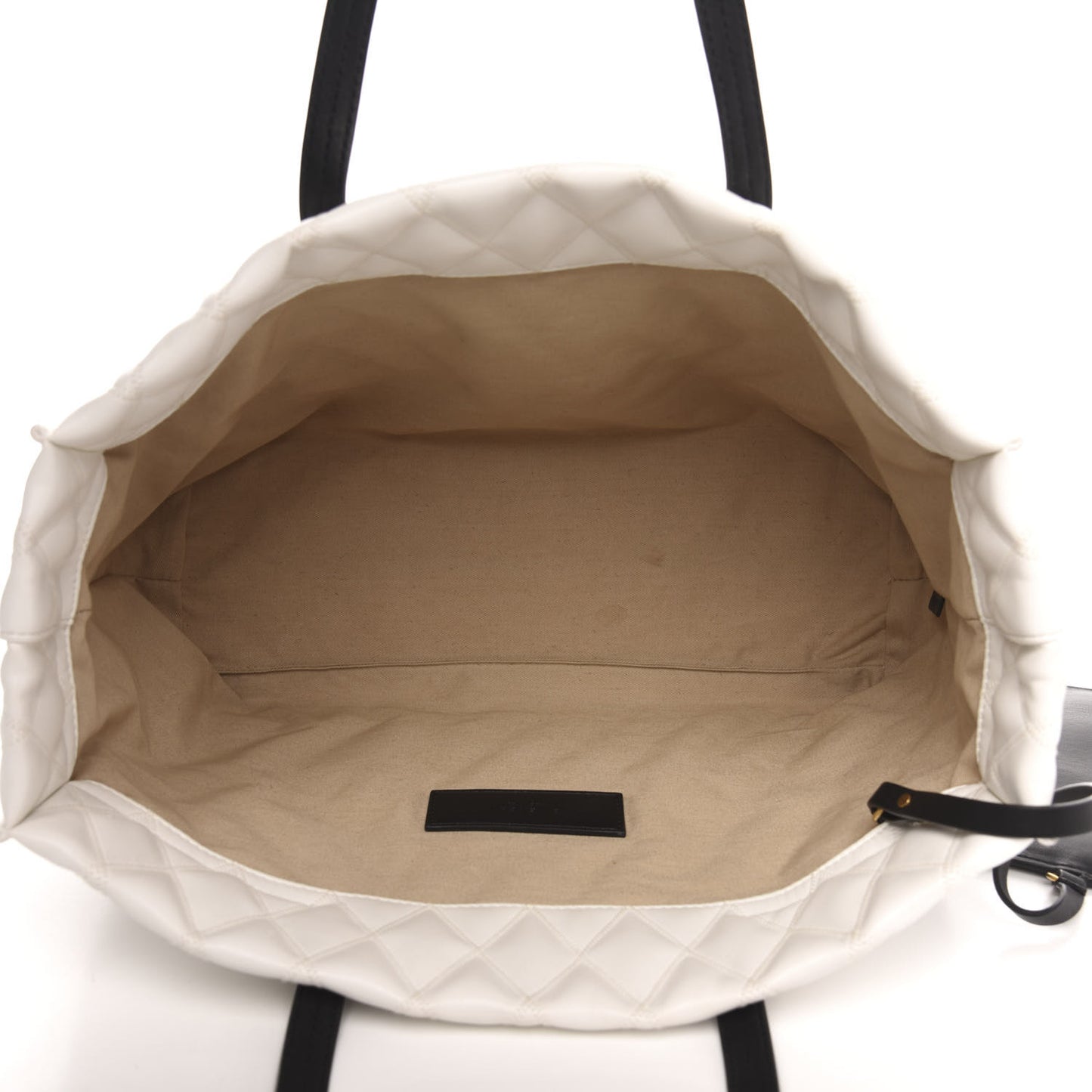 Rubber Effect Canvas Quilted Duo Shopper Tote White
