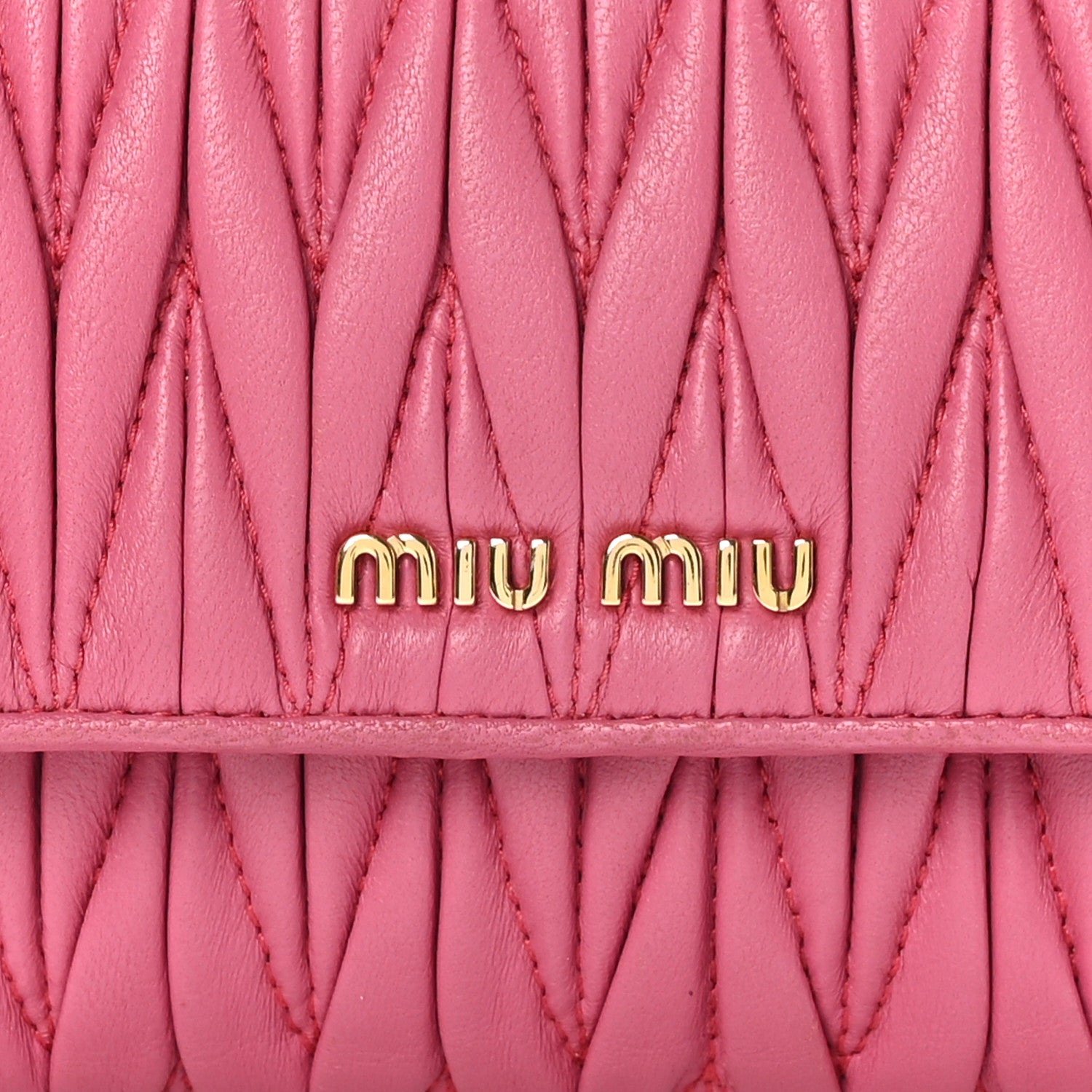 Miu Miu Nappa Matelasse Flap Tri-Fold Wallet Geranio 9 of 11