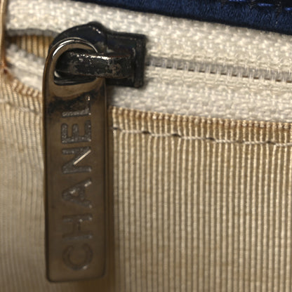 Chanel Satin Chocolate Bar Flap White Blue 15 of 18