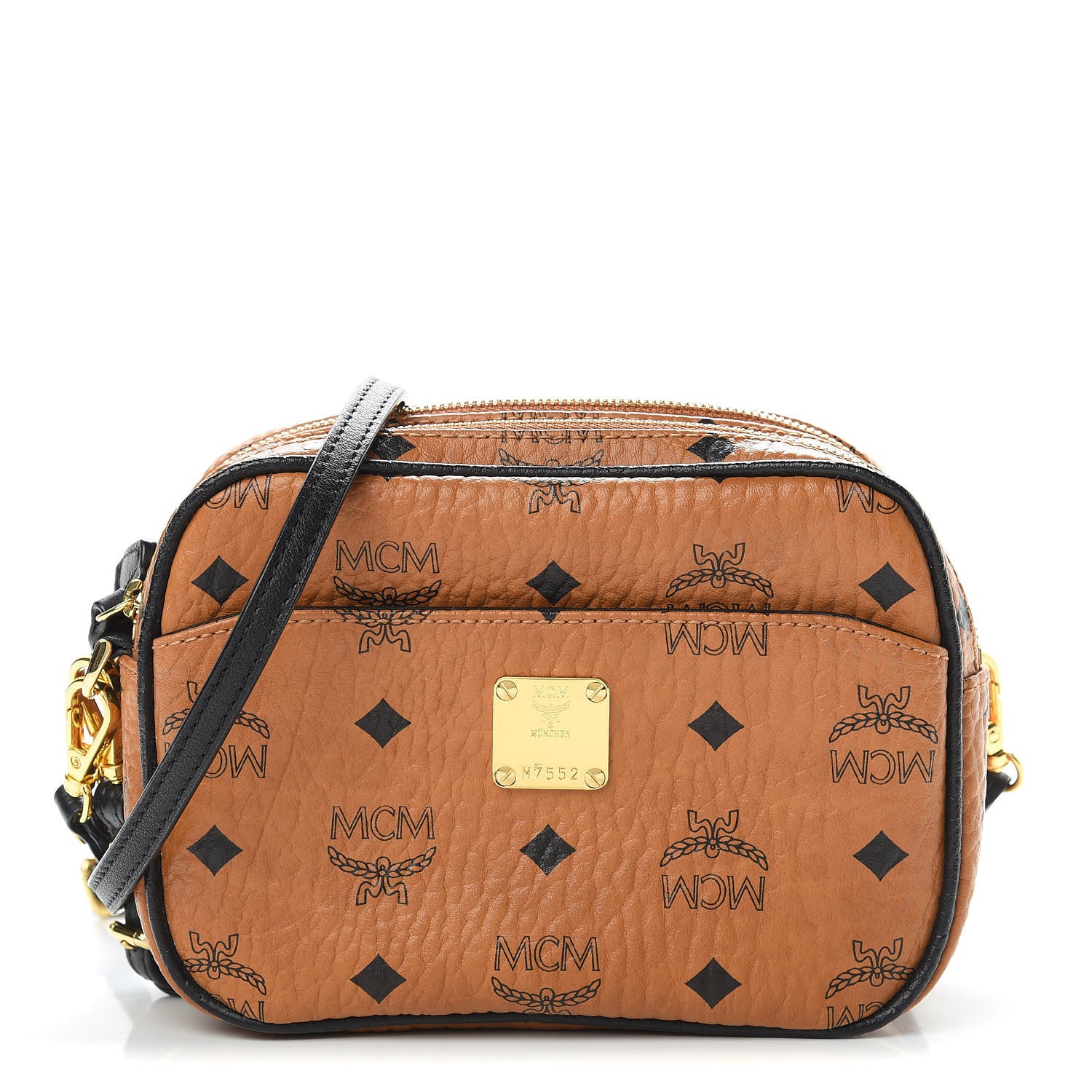 MCM Visetos Mini Camera Crossbody Bag Cognac 1 of 12