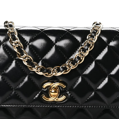 Chanel Shiny Lambskin Quilted Golden Links Wallet On Chain WOC Black 9 of 11