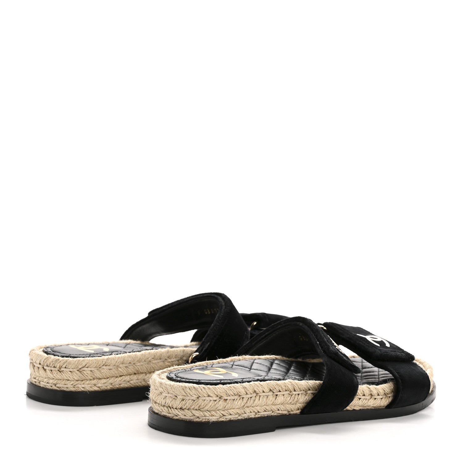 Chanel Velvet Elastic Flat Mules 39 Black 5 of 10