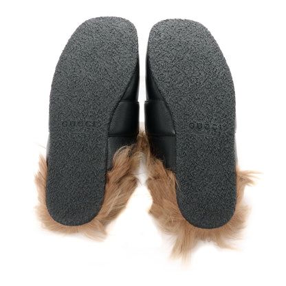 Gucci Calfskin Fur Mens Horsebit Slippers 10 Black 5 of 8