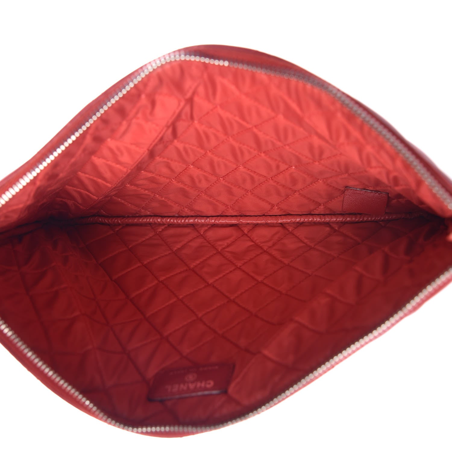 Chanel Lambskin Quilted Medium Cosmetic Case Red 5 of 10