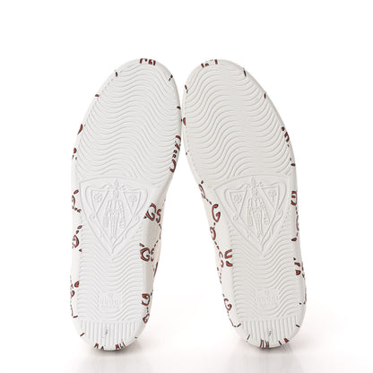 Gucci Calfskin GucciGhost Print Mens Ace Sneakers 9 White Hibiscus Red 6 of 10