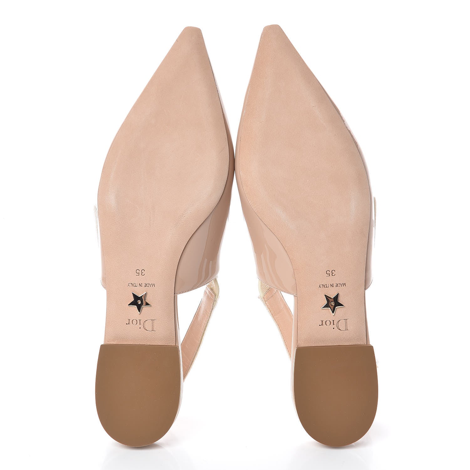 Christian Dior Patent Ribbon J'Adior Slingback Ballet Flats 35 Nude 6 of 8