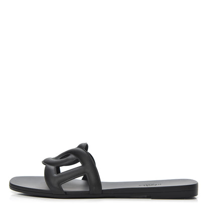 Hermes Rubber Aloha Sandals 39 Black 1 of 8