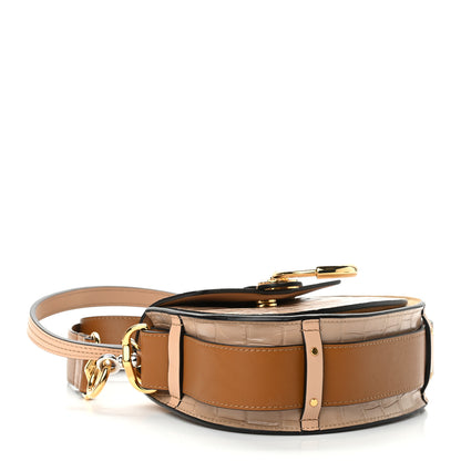Chloe Calfskin Crocodile Embossed Small Tess Bag Nut 4 of 9