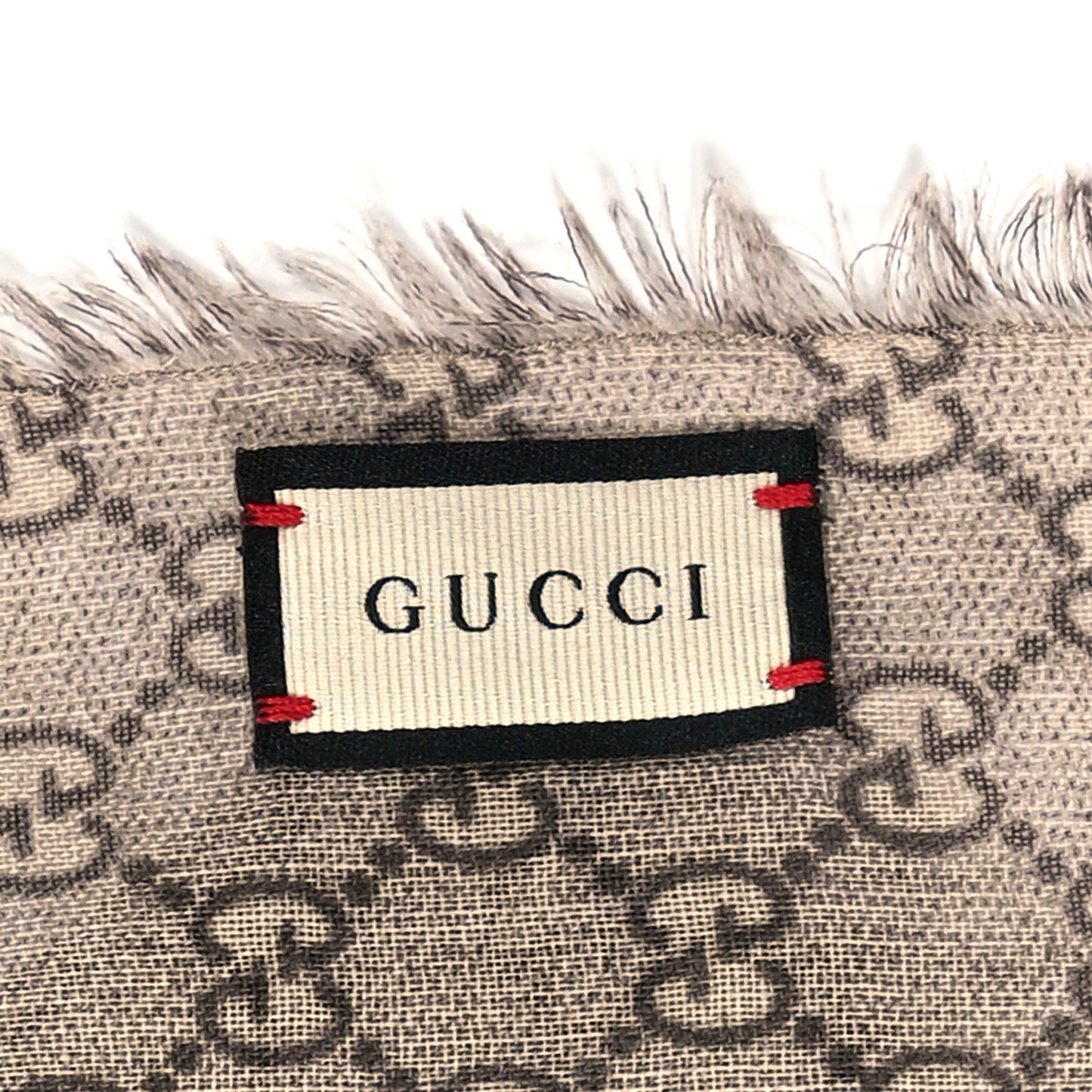 Wool GG Monogram Web Webole Scarf Beige Dark Green