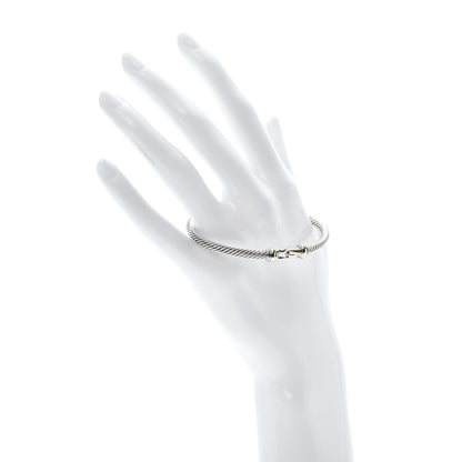 David Yurman Sterling Silver 18K Yellow Gold 4mm Cable Classic Buckle Bracelet 2 of 5