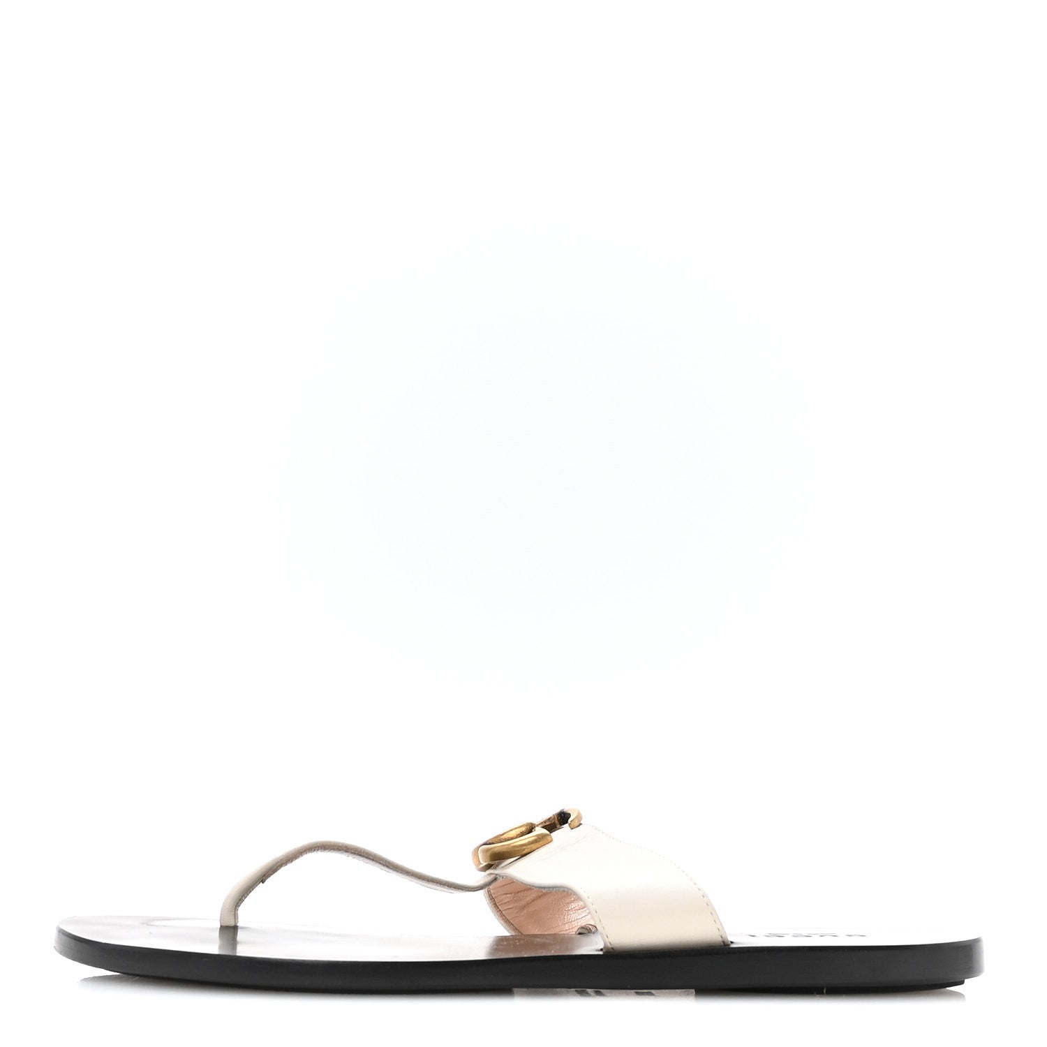 Gucci Calfskin GG Marmont Thong Sandals 36.5 Mystic White 1 of 7