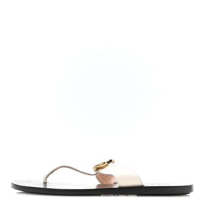 Gucci Calfskin GG Marmont Thong Sandals 36.5 Mystic White 1 of 7