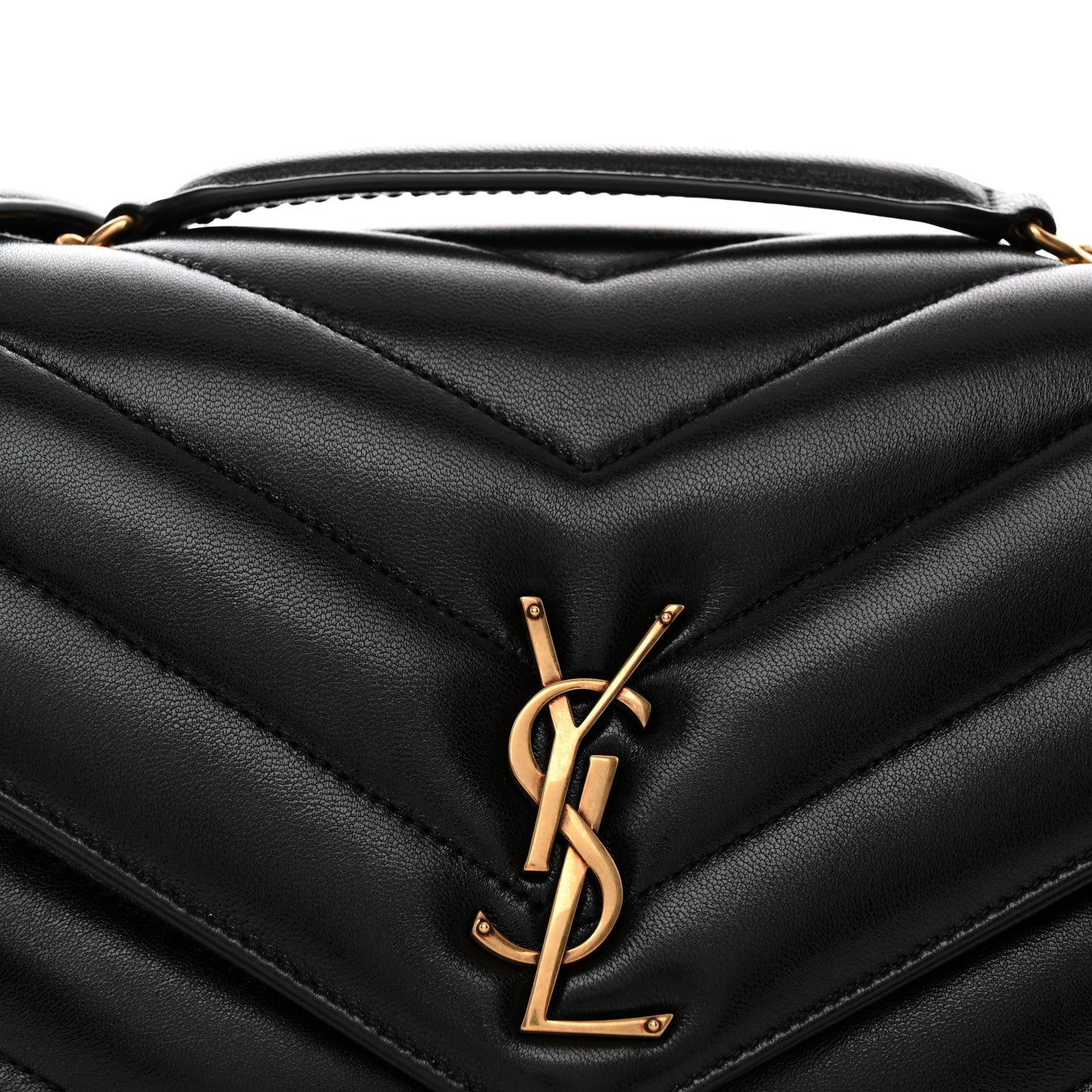 Saint Laurent Lambskin Chevron Quilted Medium LouLou Black 9 of 13