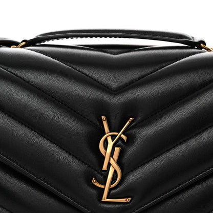Saint Laurent Lambskin Chevron Quilted Medium LouLou Black 9 of 13