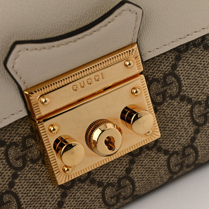 Gucci GG Supreme Monogram New Sakai Calfskin Mini Padlock Top Handle Shoulder Bag Beige Ebony Mystic White Sun Oil 11 of 12