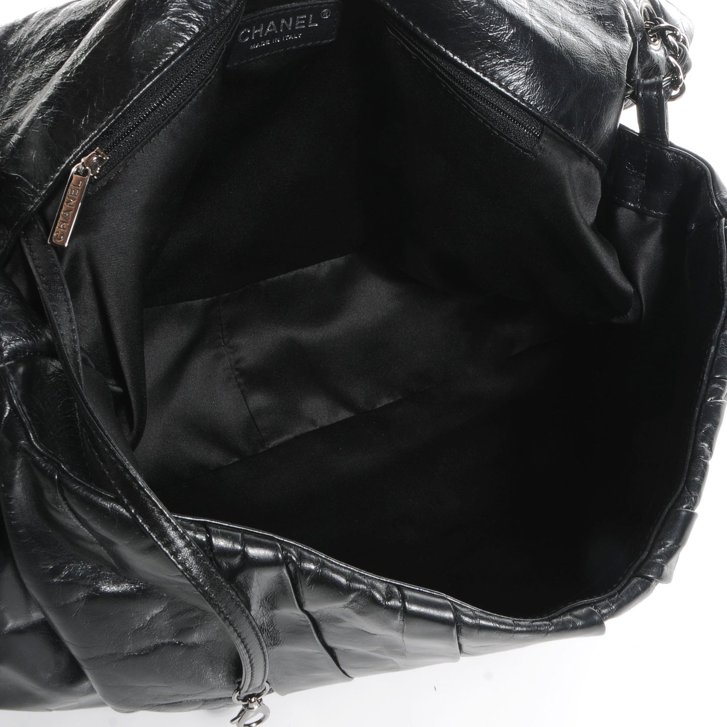 Glazed Calfskin Twisted Maxi Flap Black