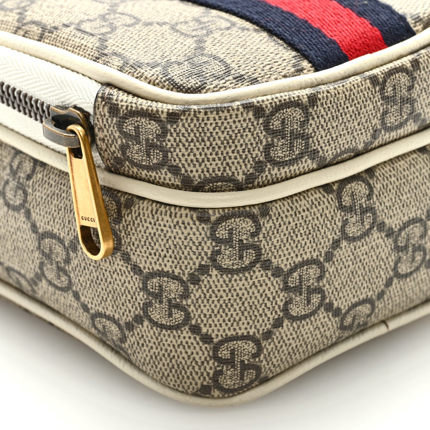 Gucci GG Supreme Monogram Web Mini Ophidia Double Zip Messenger Bag Beige Ebony Mystic White 7 of 8