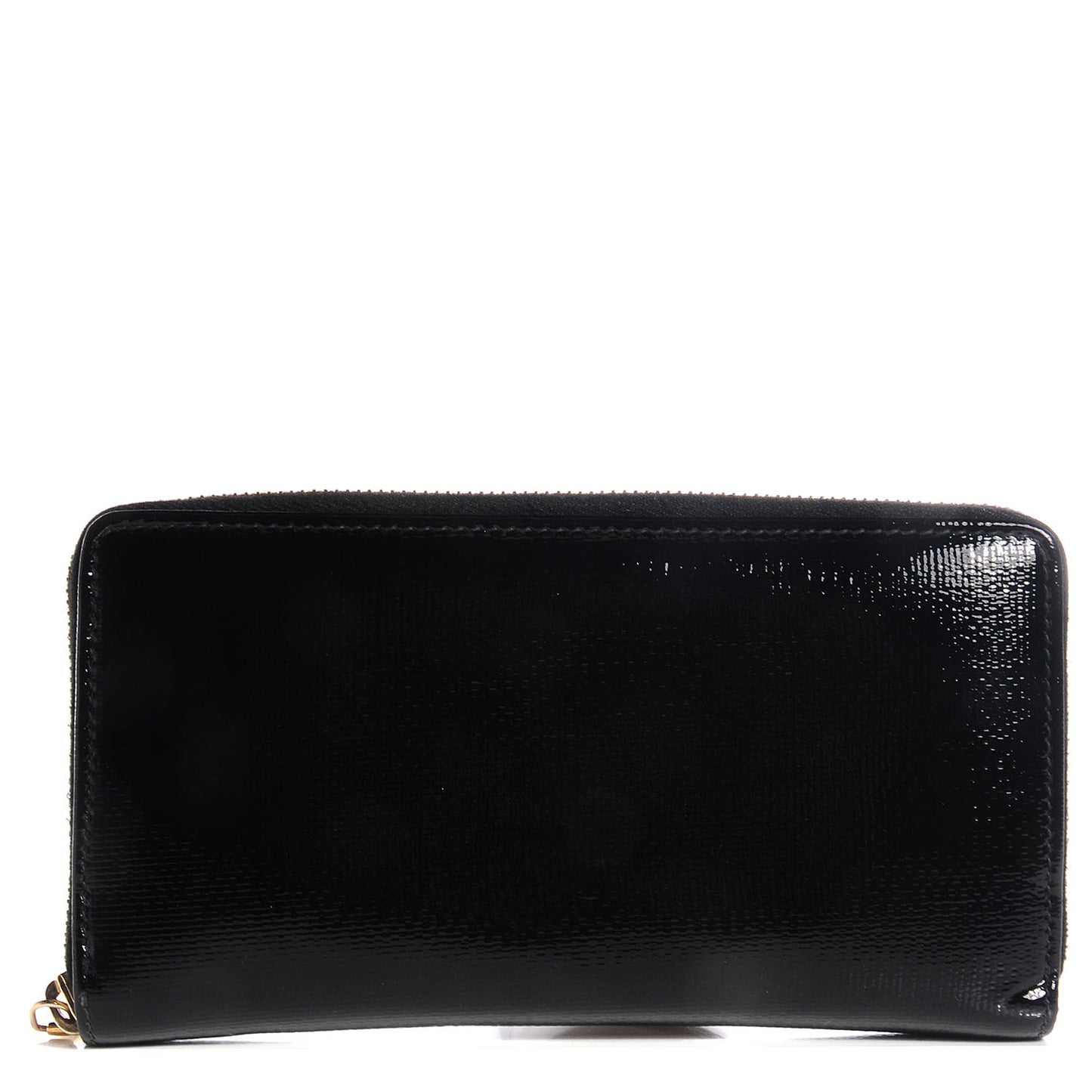 Patent Textured Leopard ChYc Zip Around Wallet Black