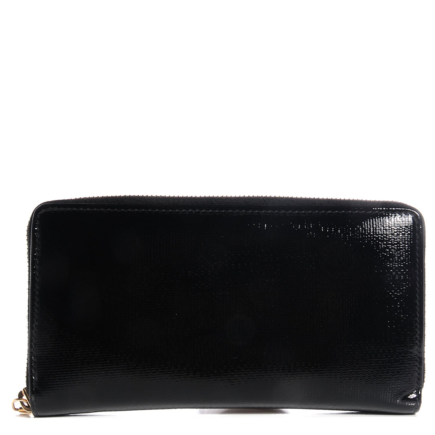 Saint Laurent Patent Textured Leopard ChYc Zip Around Wallet Black 1 of 8