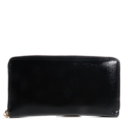 Saint Laurent Patent Textured Leopard ChYc Zip Around Wallet Black 1 of 8