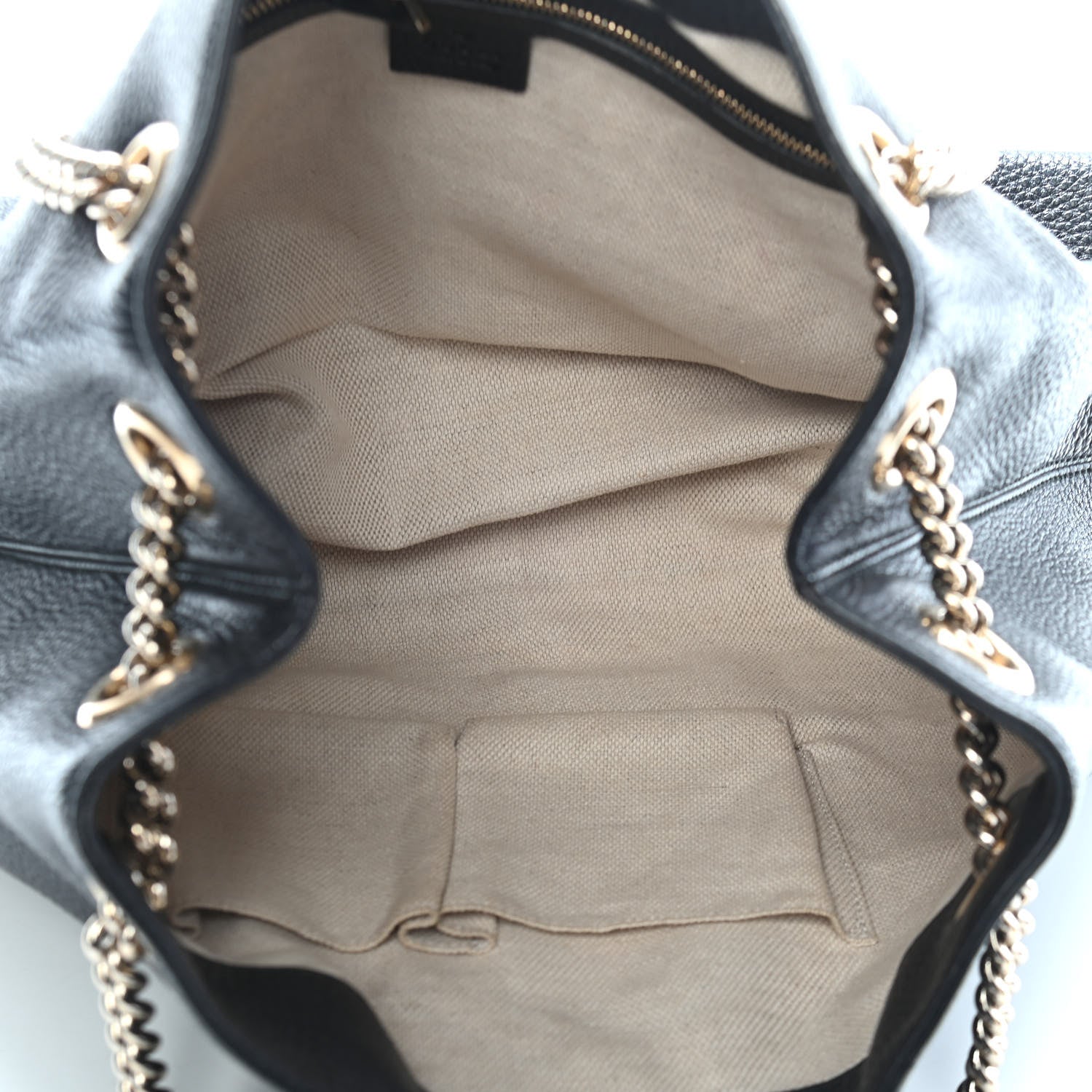 Gucci Pebbled Calfskin Medium Soho Chain Shoulder Bag Black 5 of 9