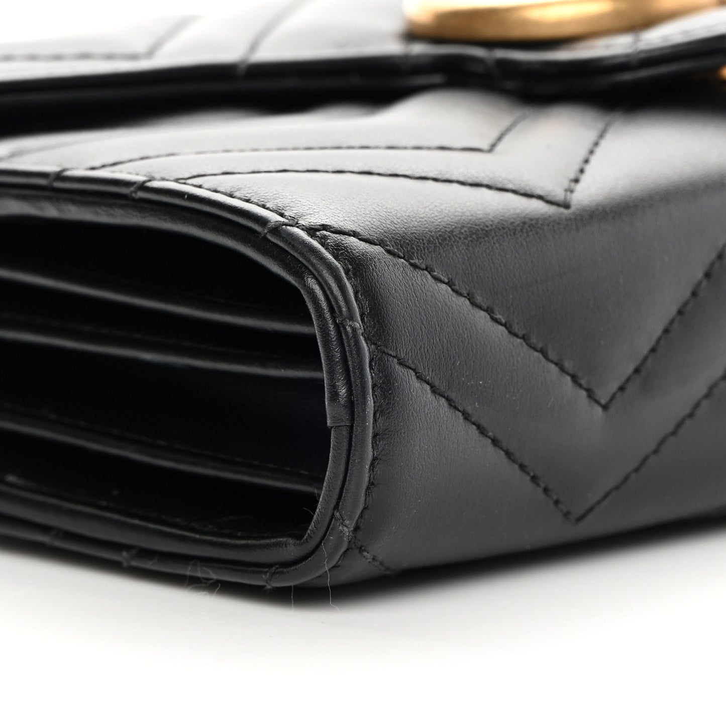 Calfskin Matelasse GG Marmont Chain Wallet Black