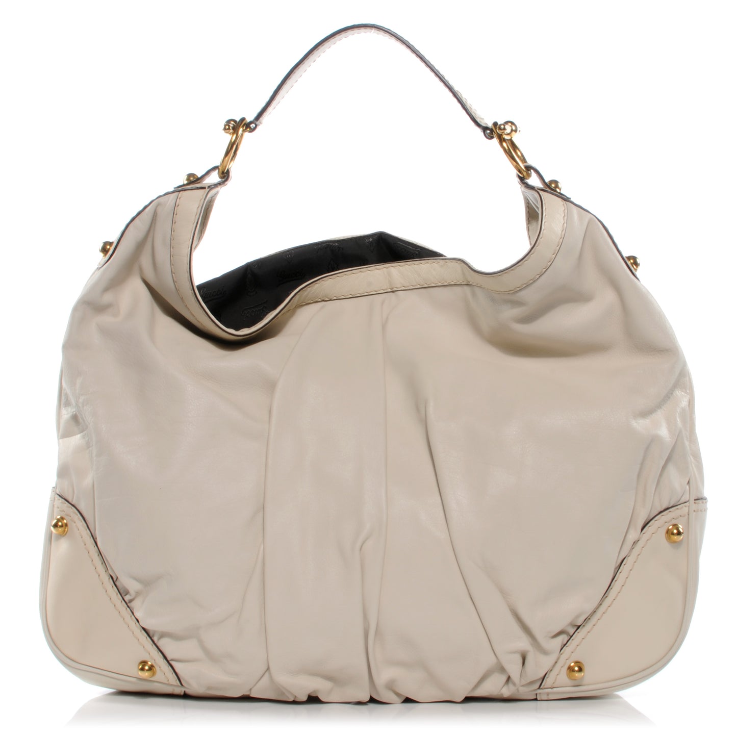 Leather Large Jockey Hobo White