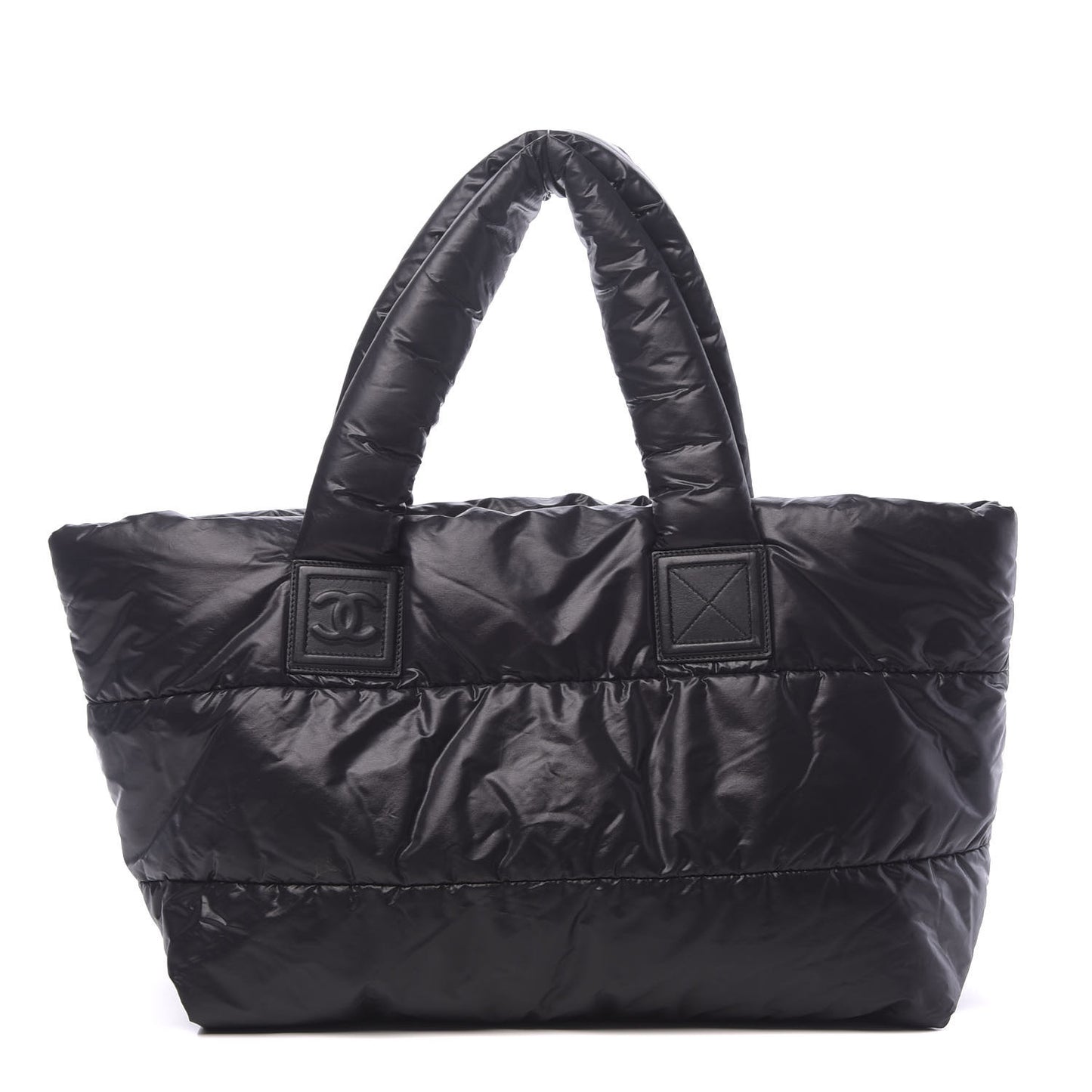 Nylon Quilted Medium Coco Cocoon Reversible Tote Black