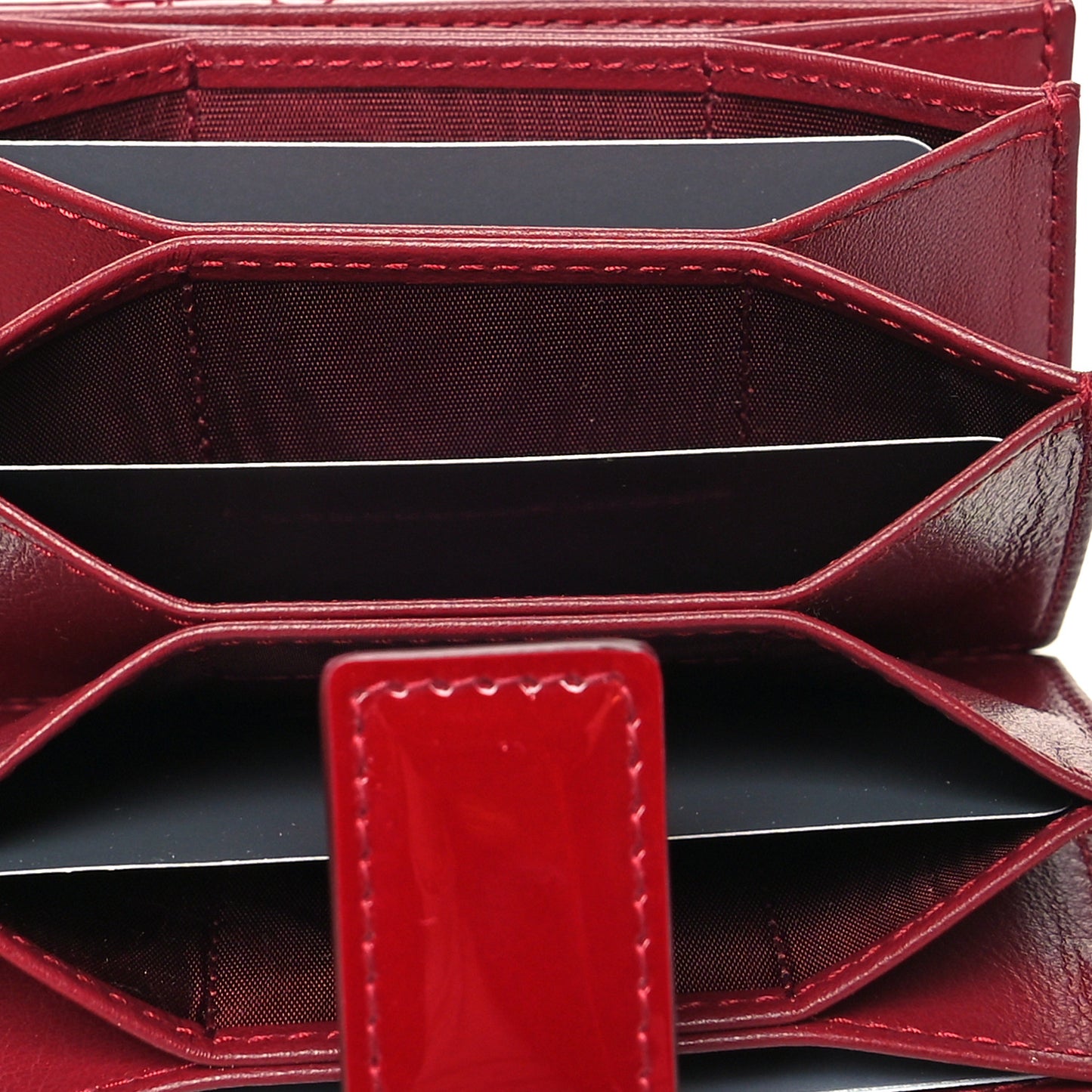 Patent Cannage Lady Dior 5-Gusset Card Holder Rouge Ceris