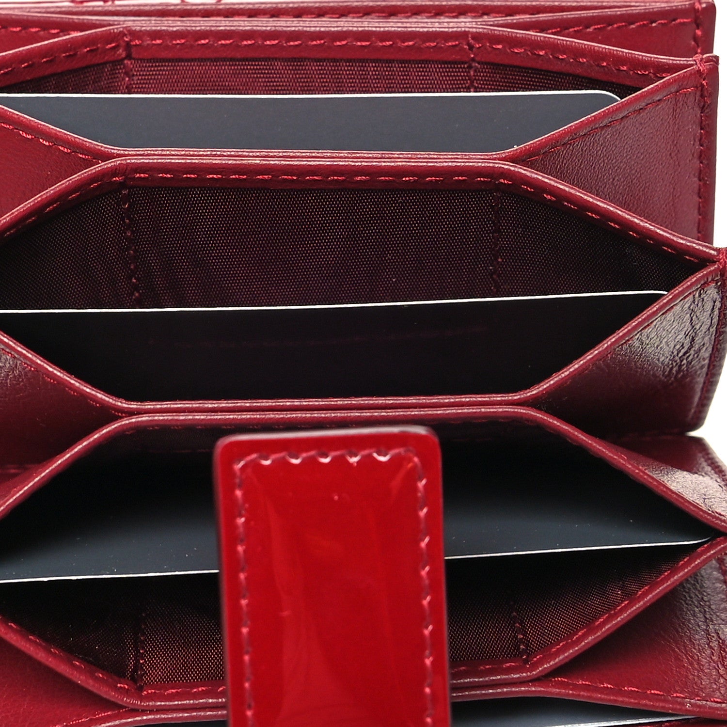 Christian Dior Patent Cannage Lady Dior 5-Gusset Card Holder Rouge Ceris 5 of 10