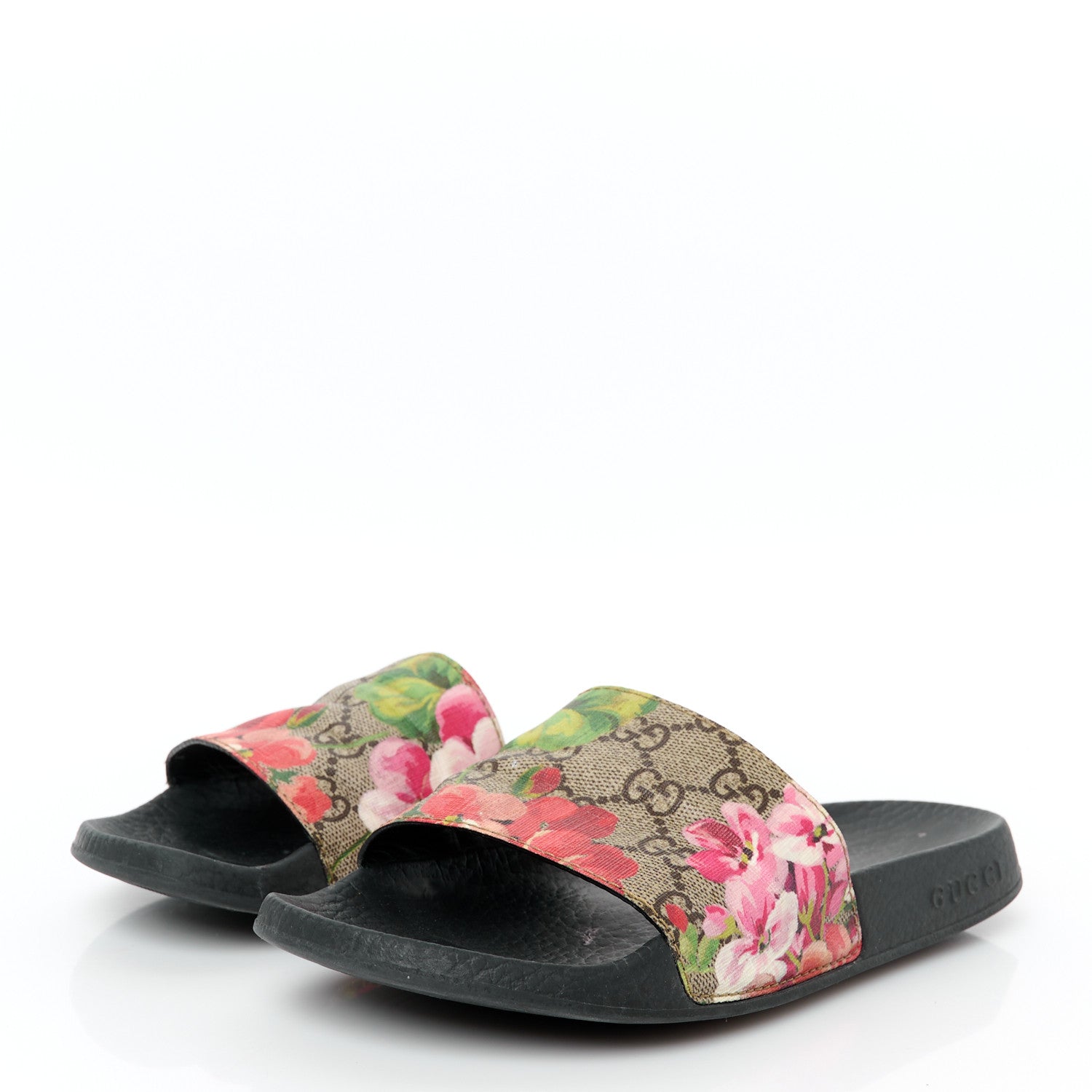 Gucci GG Supreme Monogram Blooms Slide Sandals 36 Beige Multicolor 3 of 8