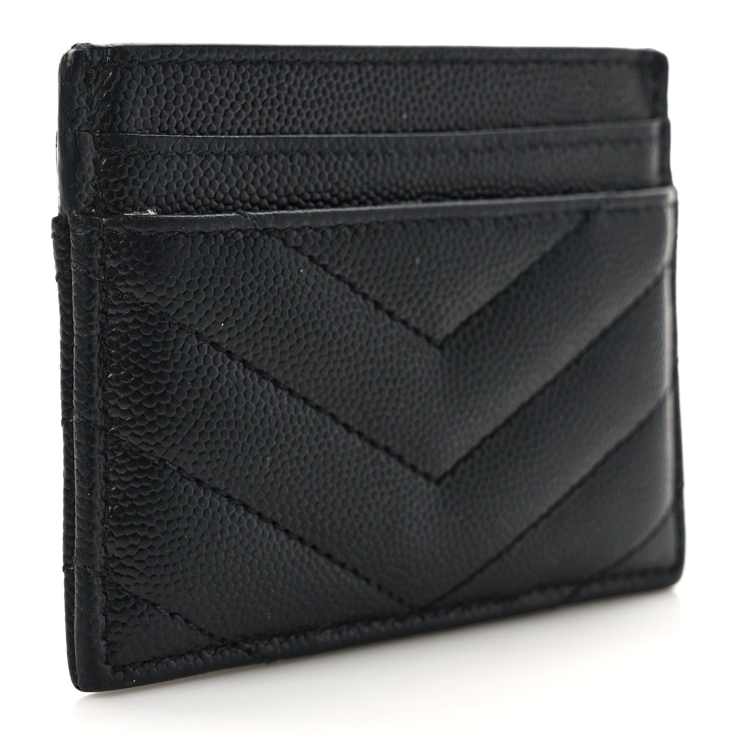 Grain De Poudre Matelasse Chevron Monogram Credit Card Case Black