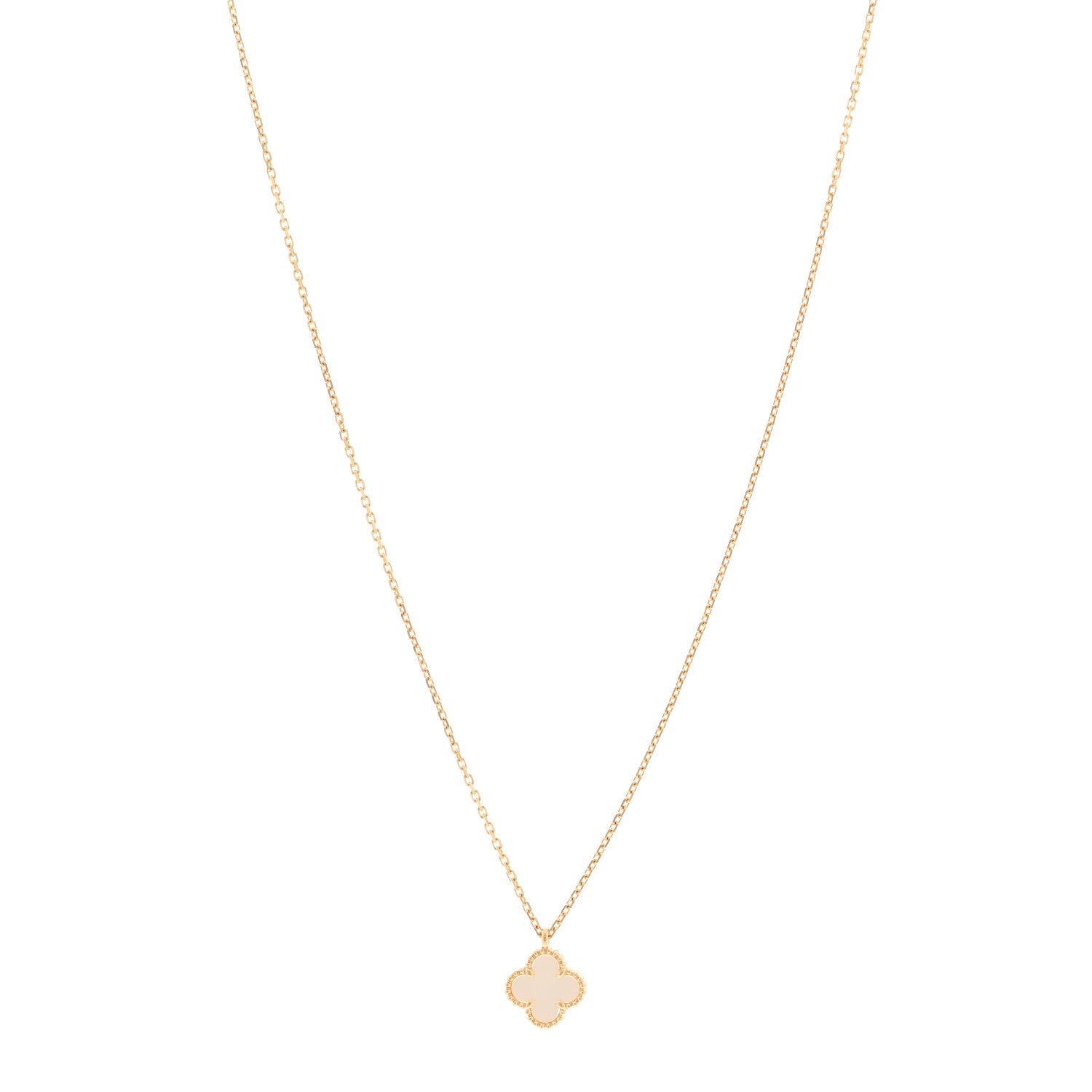 Van Cleef & Arpels 18K Yellow Gold Mother of Pearl Sweet Alhambra Pendant Necklace 1 of 5