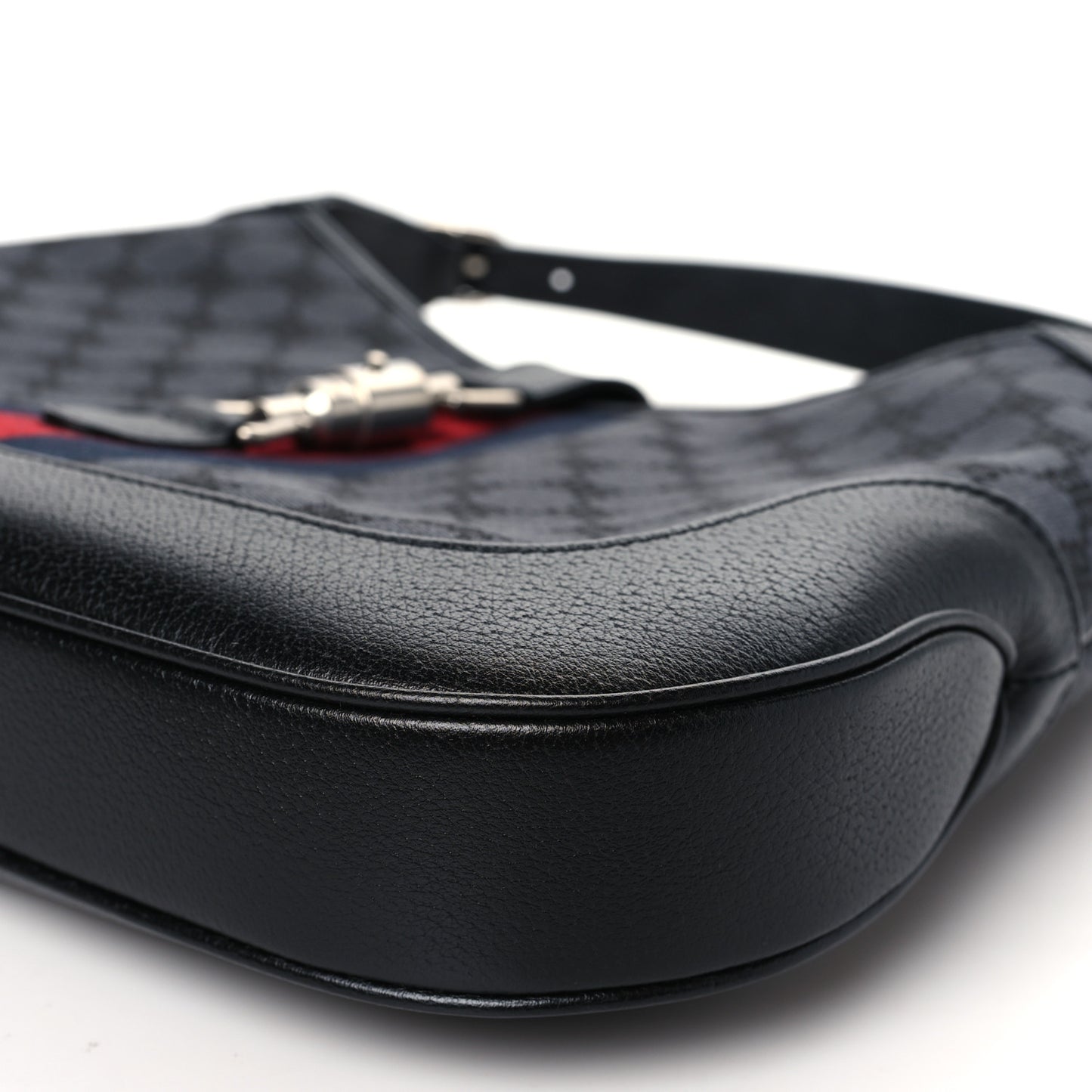 X BALENCIAGA Supreme Monogram Calfskin Web Medium Jackie 1961 Hobo Black