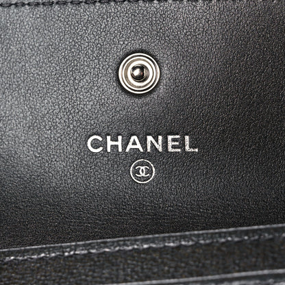 Chanel Goatskin Camellia Embossed Flap Card Holder Wallet Grey 6 of 9