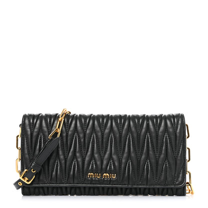 Miu Miu Nappa Matelasse Wallet On Chain Black 1 of 7