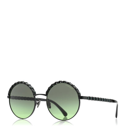 Chanel Metal Calfskin Round Chain Sunglasses 4265-Q Black 1 of 8