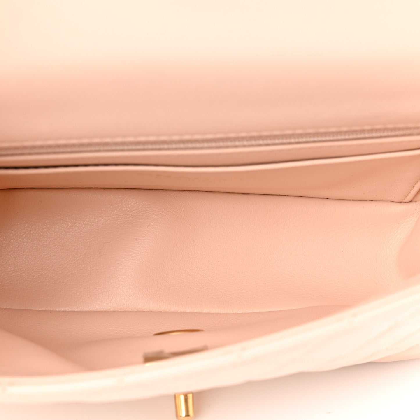 Lambskin Quilted Mini Rectangular Pearl Crush Flap Light Beige