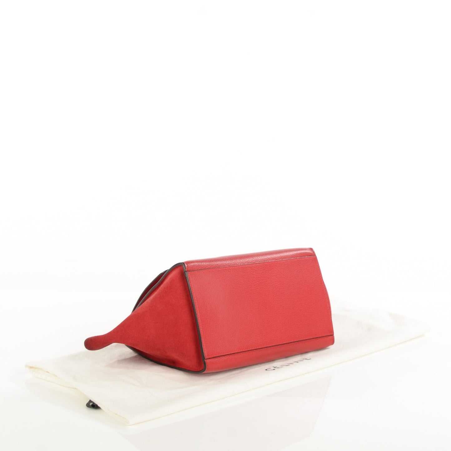 Drummed Calfskin Suede Small Trapeze Coquelicot