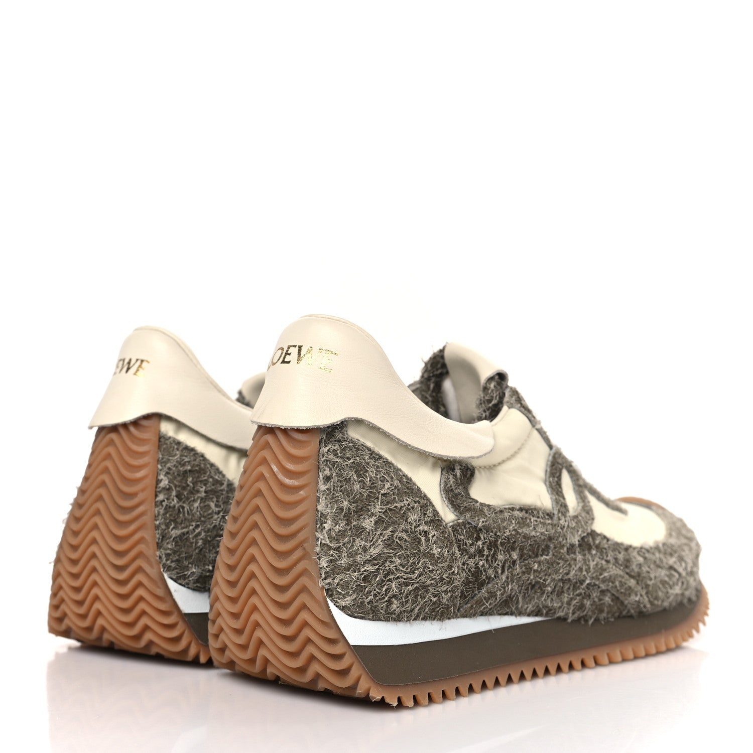 Loewe Nylon Brushed Suede Flow Runner Sneakers 36 Khaki Green Soft White 4 of 8