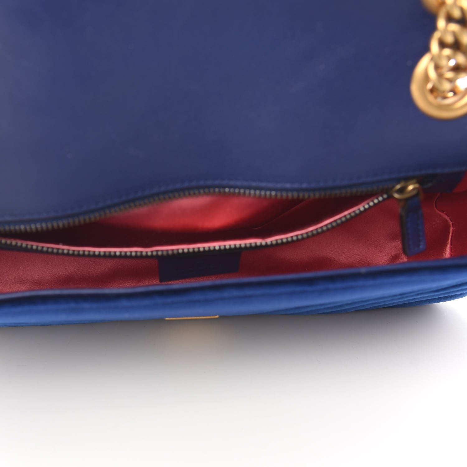 Gucci Velvet Matelasse Small GG Marmont Shoulder Bag Cobalt Blue 4 of 10