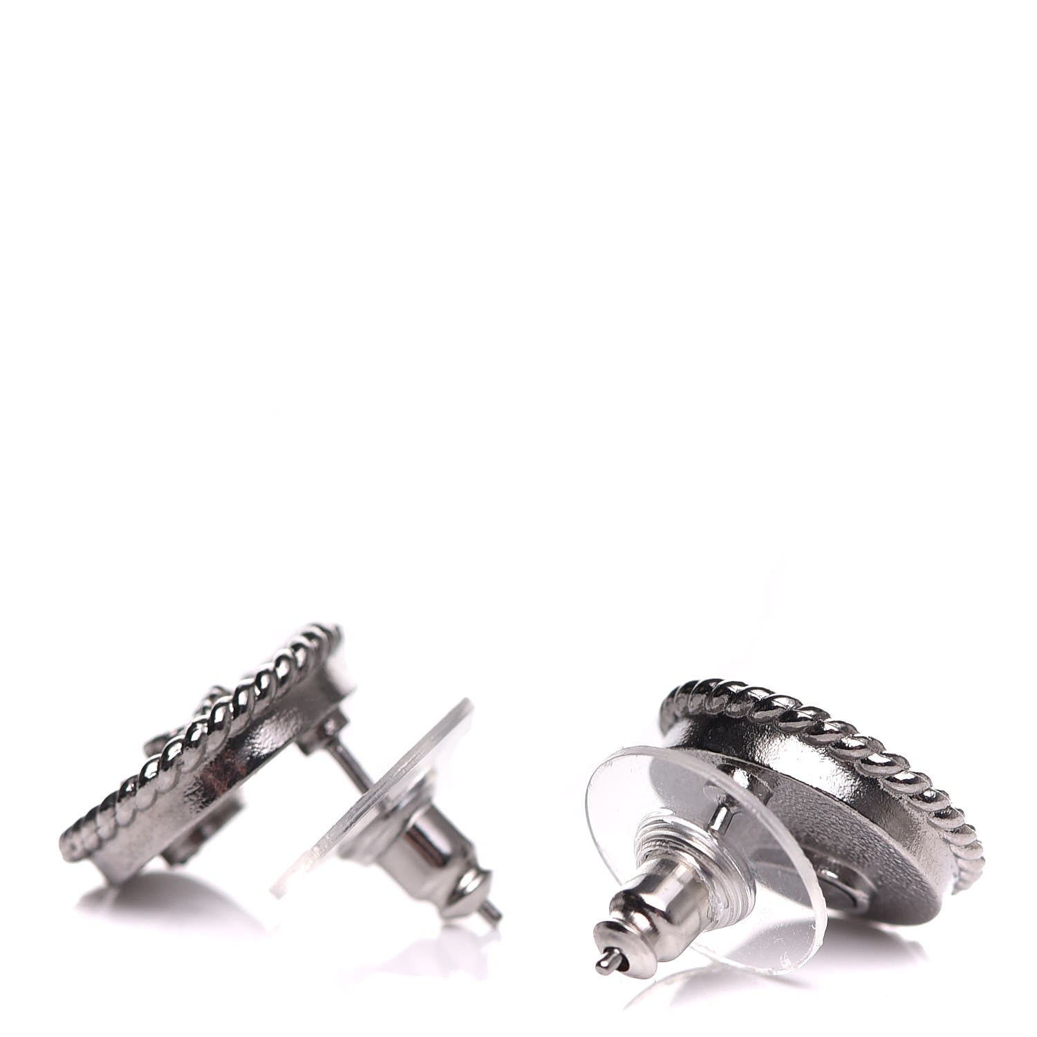 Chanel Twisted CC Round Earrings Gold Silver 3 of 6