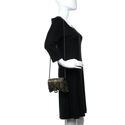 Balenciaga Metallic Calfskin Snake Effect Hourglass Chain Bag Gold Black 2 of 8
