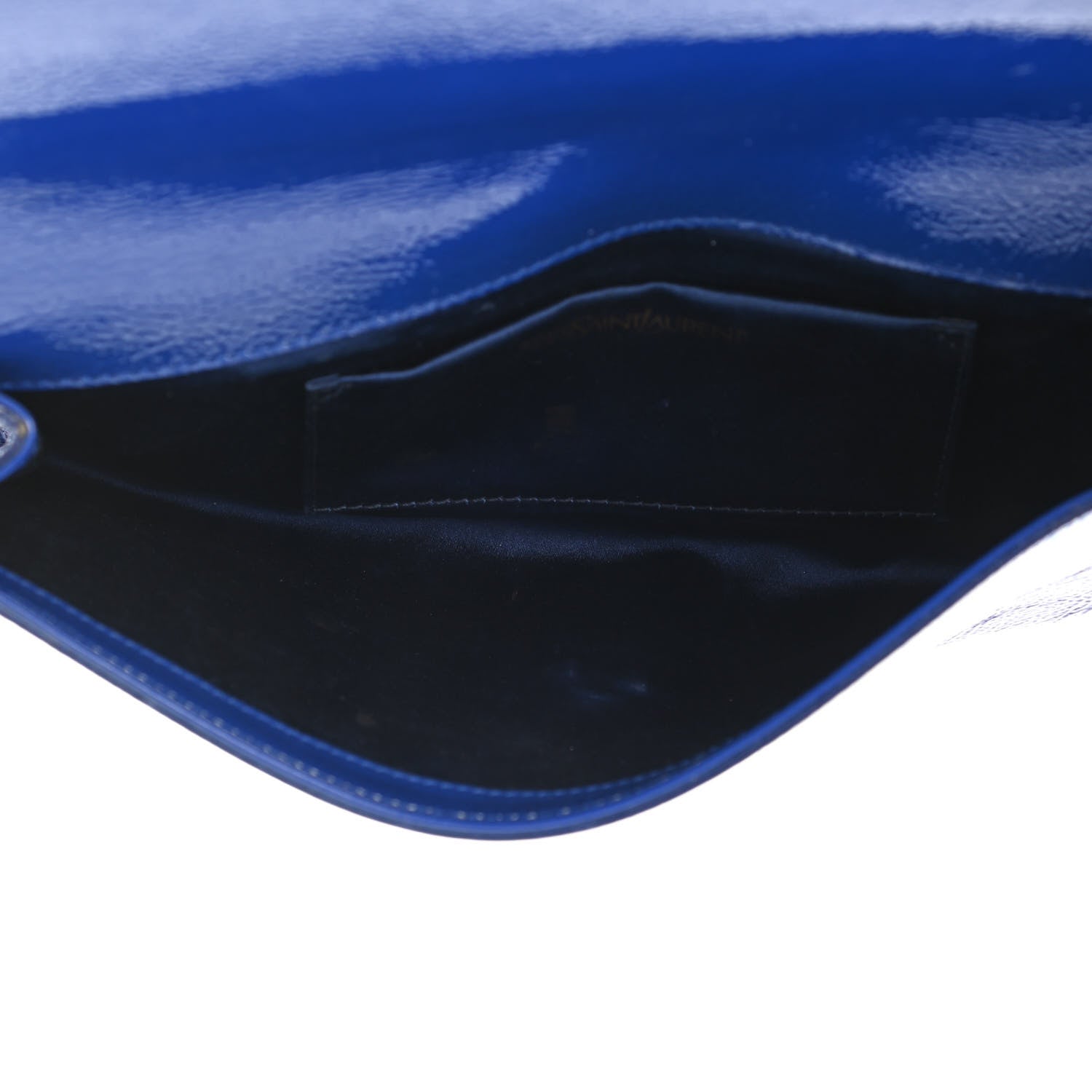 Saint Laurent Textured Patent Monogram Large Belle De Jour Clutch Royal Blue 5 of 13
