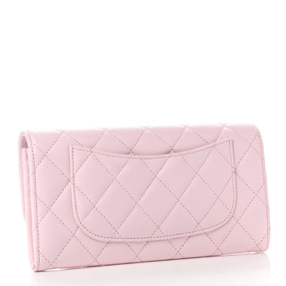 Chanel Caviar Quilted Large Gusset Flap Wallet Light Pink 3 of 9