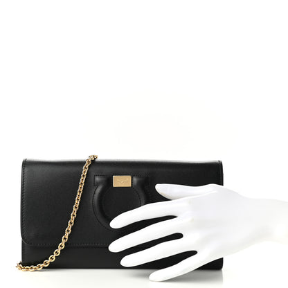 Salvatore Ferragamo Calfskin City Wallet On Chain Black Lipstick 2 of 7